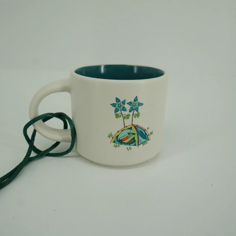 Starbucks Discovery Series Colorado Ornament 2oz Cream Teal 2024 Mini Mug New